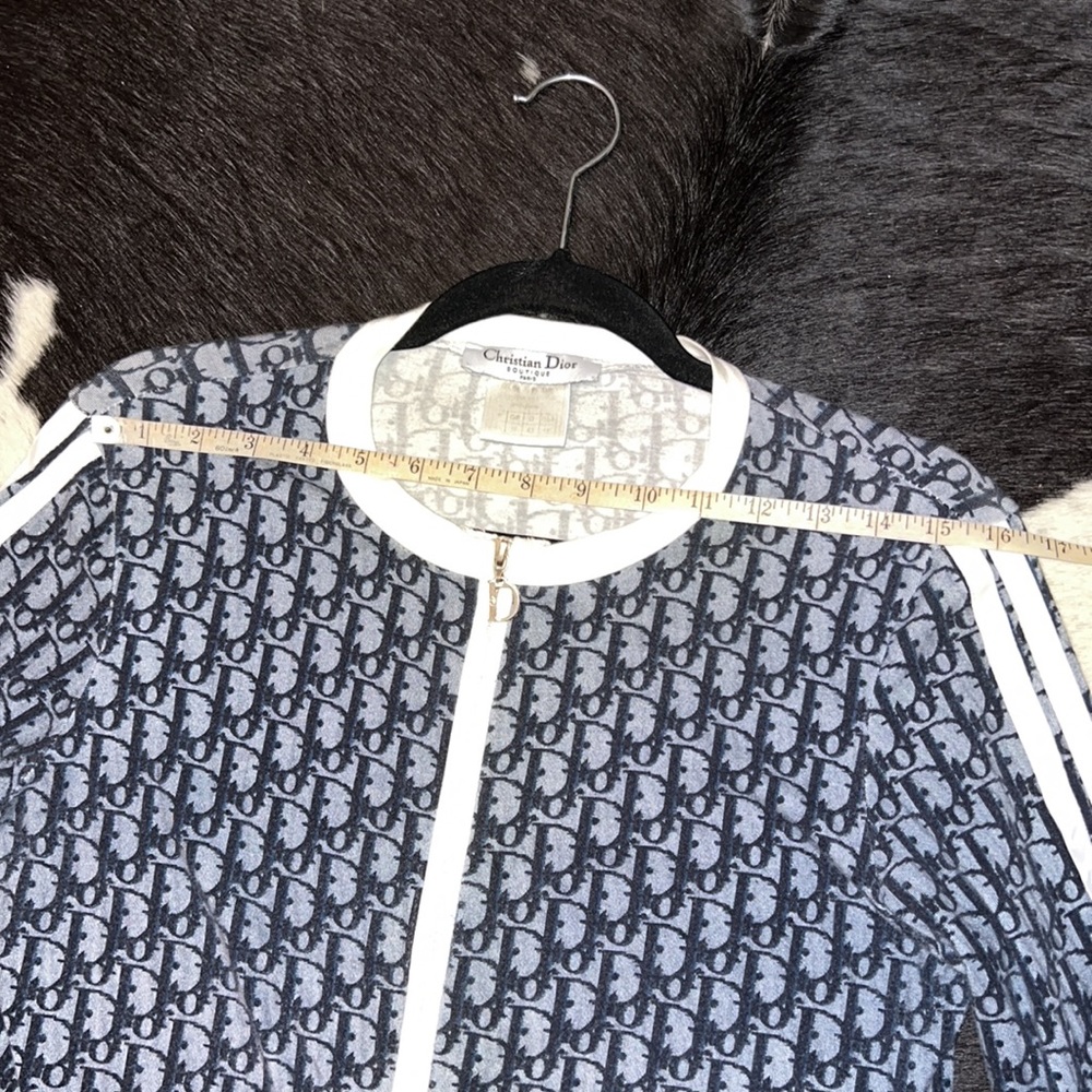 Vintage Y2K Diorissimo Trotter Monogram Zip Up Jacket Top in Navy Blue - Picture 12 of 14